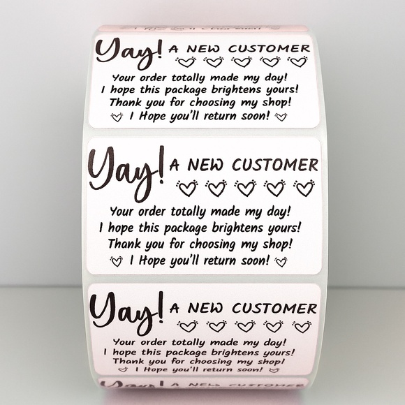 Yay! A New Customer Stickers Small Business Packaging Labels – Thank You STICKER - Picture 3 of 9